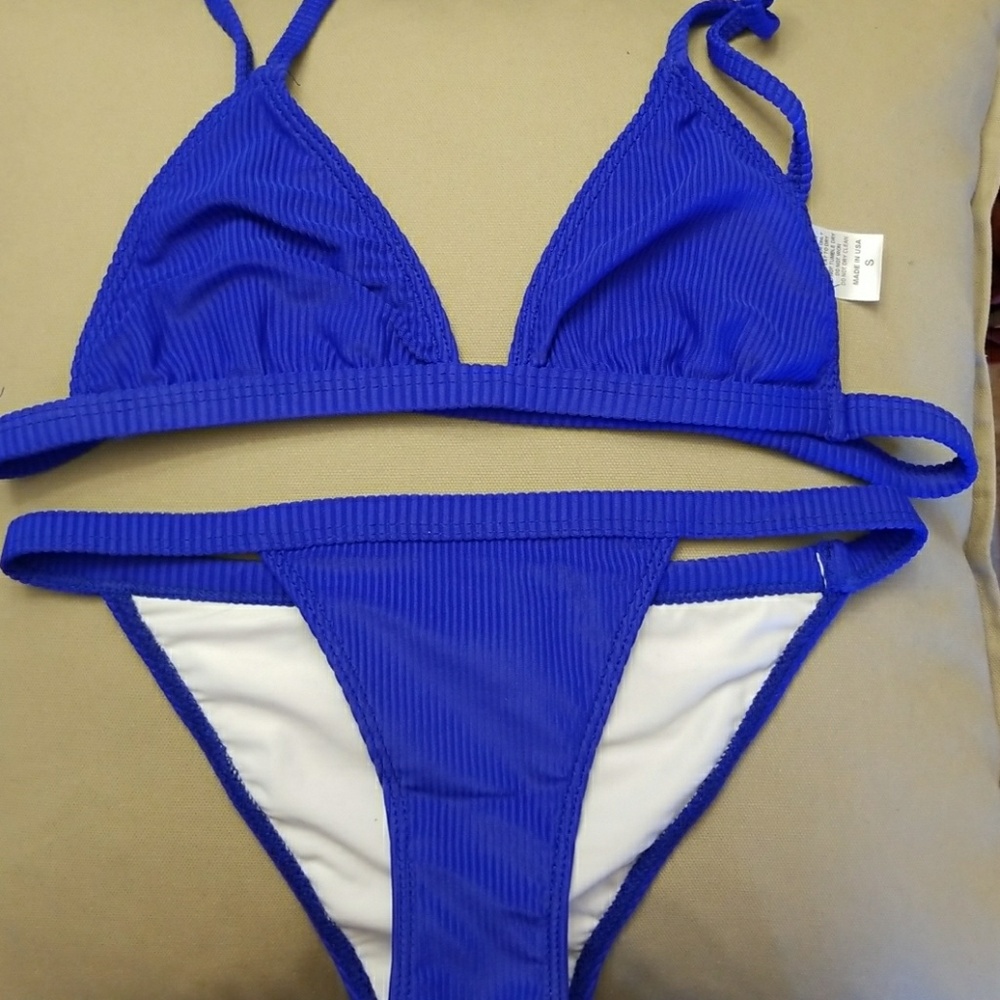 Kylie Jenner Shop Blue Ribbed Bikini